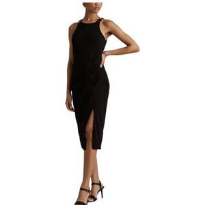 Ralph Lauren Women's Dress Size 8 Black Label NWOT Sheath Buckle Strap Slit $238